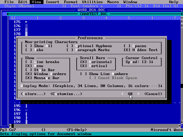 Microsoft Word 5.5 for DOS - Dialogs